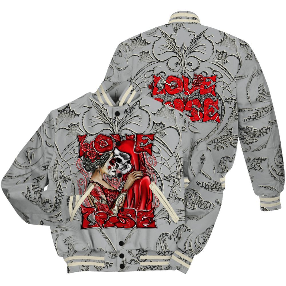 Varsity Jacket To Match Cement Grey 3s Shirt - Loves Lose Gothic All Over Print