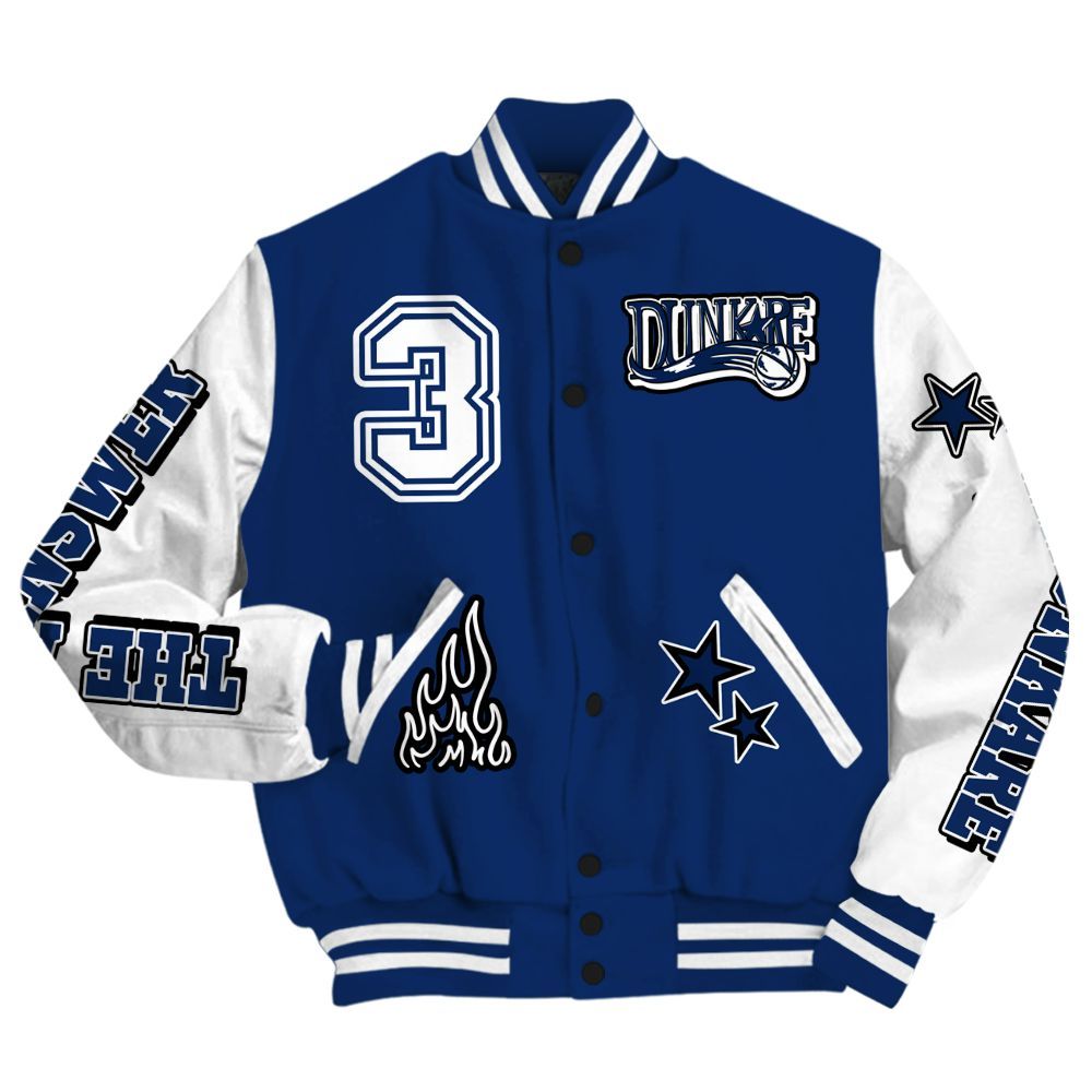 Varsity Jacket To Match High OG Deep Royal Blue 1s - Allen Answer Skeleton All Over Print
