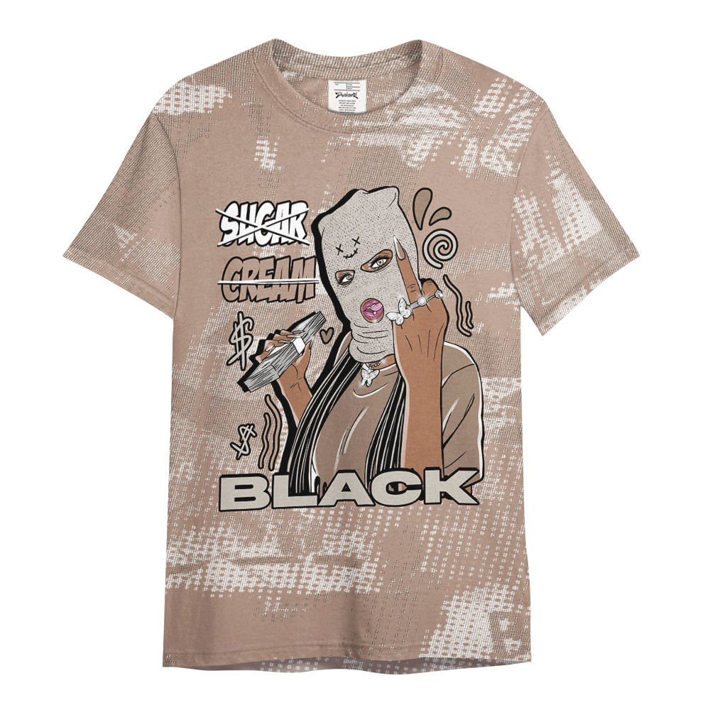 Shirt To Match OG Latte 1s - Black Sugarcream Unique Letter Pattern Shirt Unisex