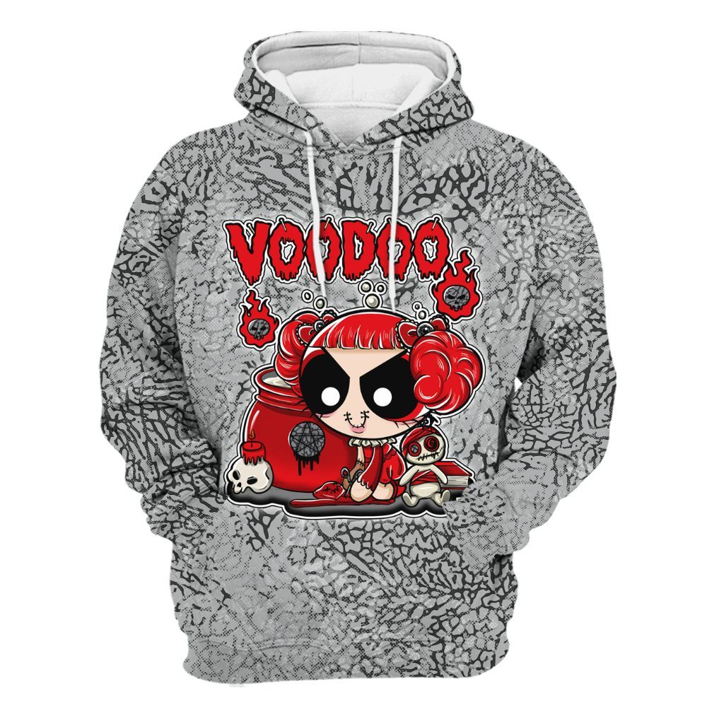 Hoodie To Match Cement Grey 3s - Voodooz Heart Grunge All Over Print