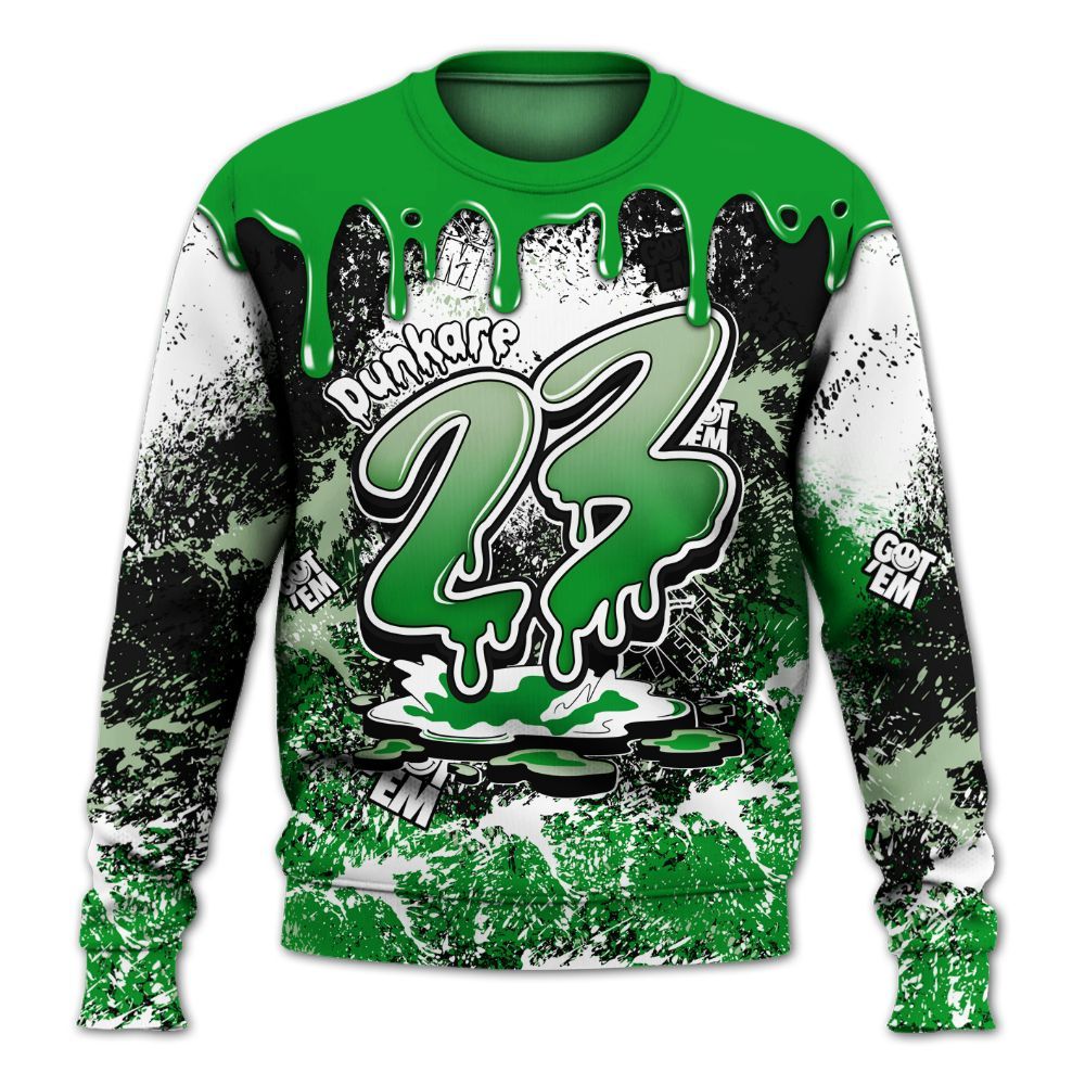 Sweatshirt To Match Green Spark CJ1 T-Rex - Dripping 23 Drip All Over Print