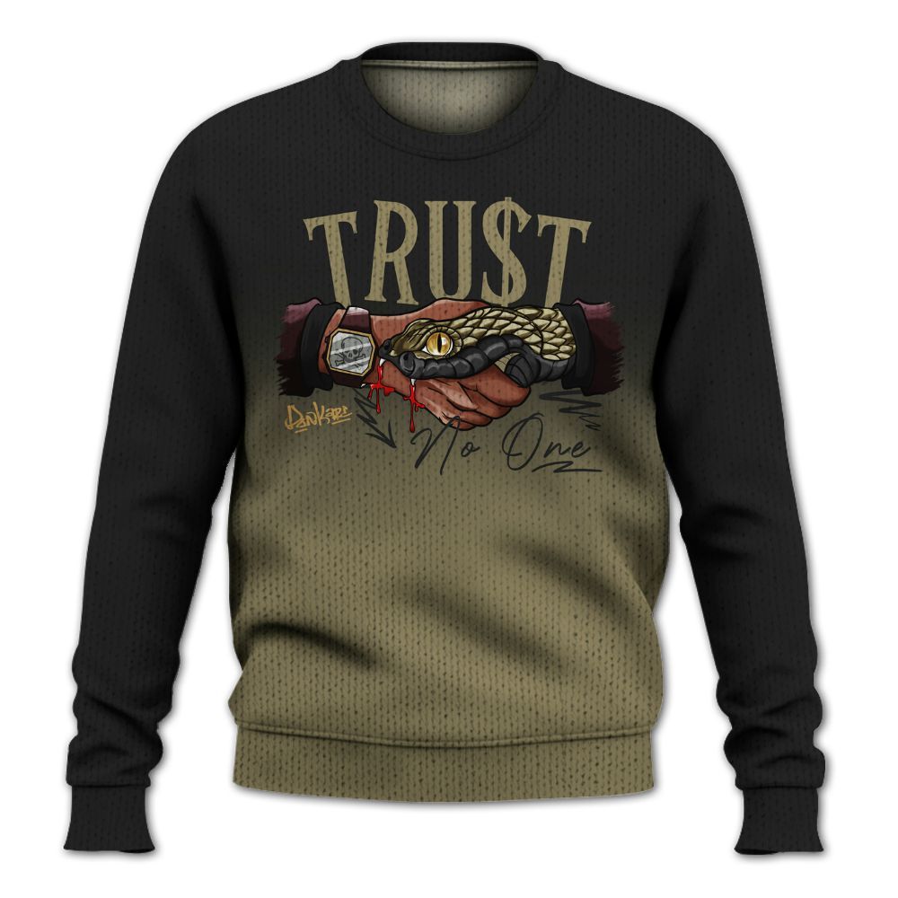 Knitted Sweater To Match Black Olive 7s - Snake Trust No One Drip