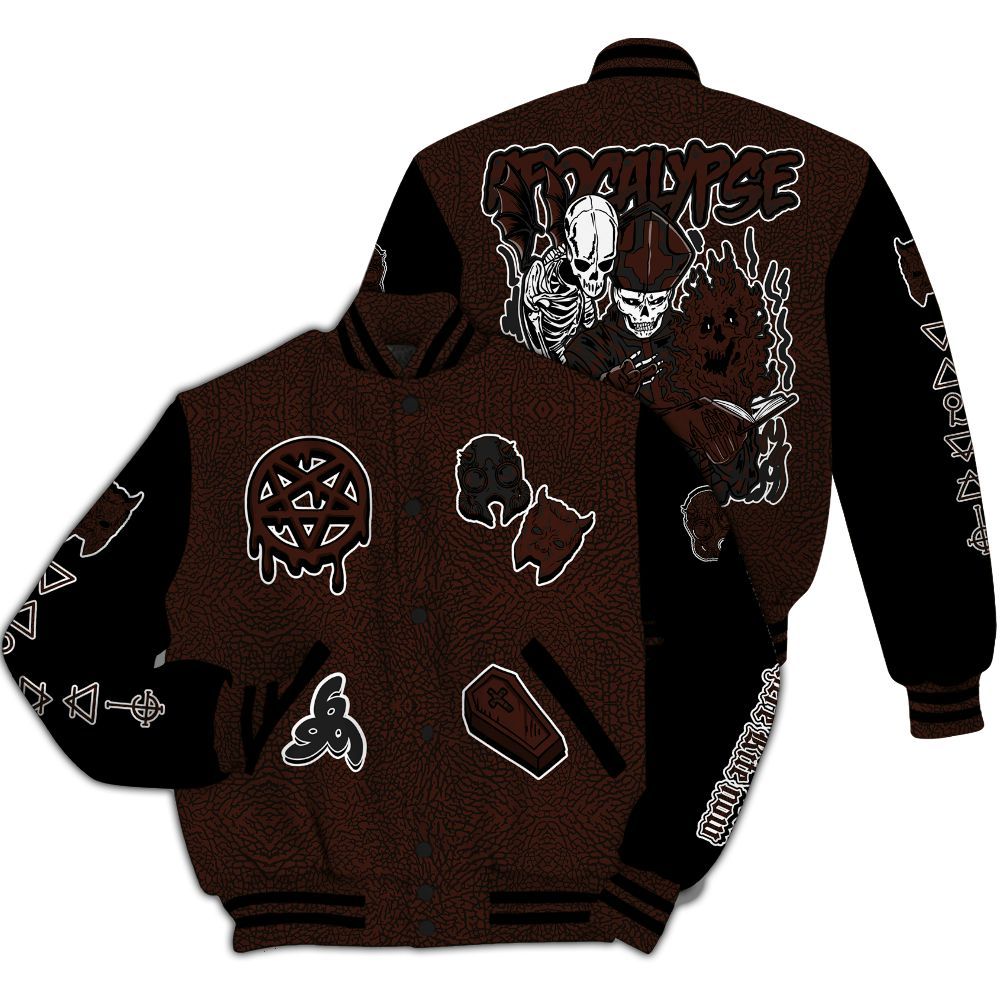 Varsity Jacket To Match Air Force 1 Low Halloween Skull 2024 - Apocalypse Skeleton All Over Print