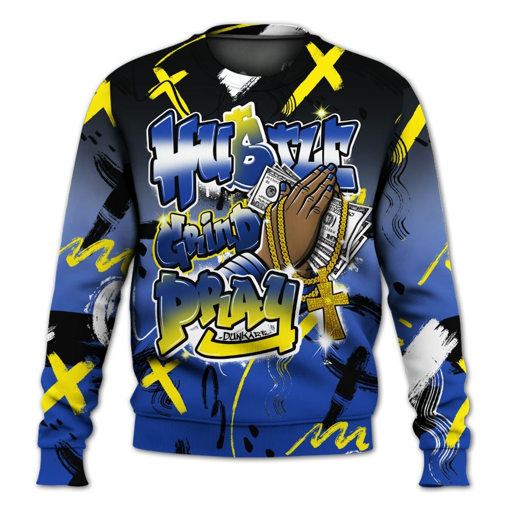 Sweatshirt To Match Laney 14s - Money Hustle Grind Pray All Over Print