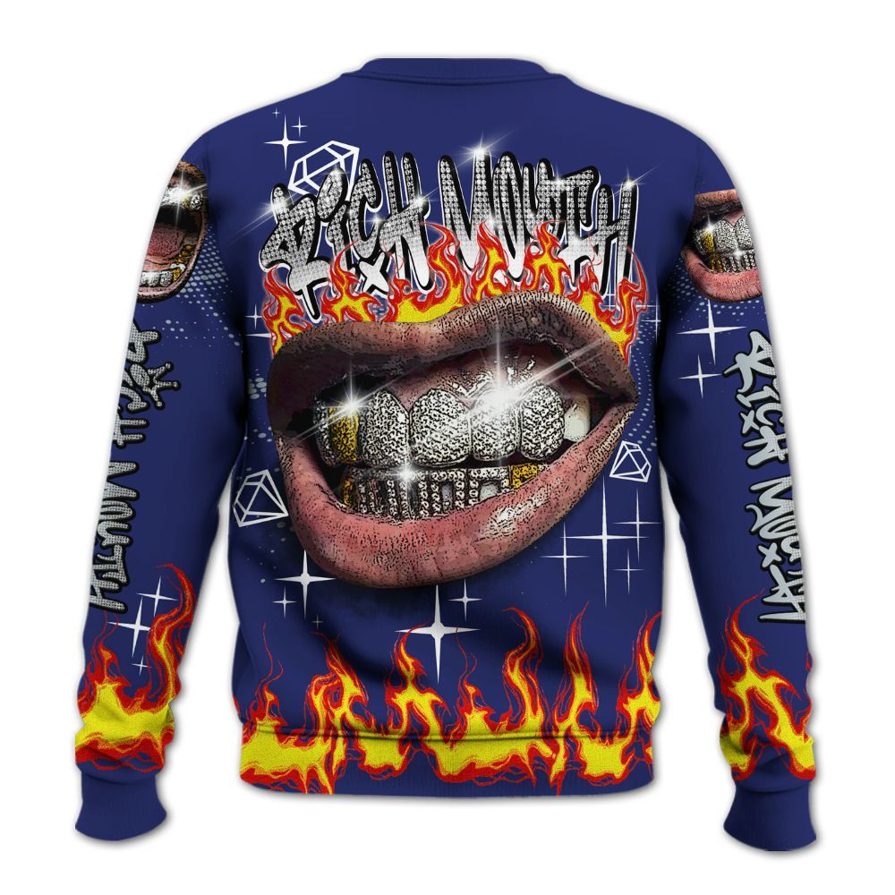 Sweatshirt To Match Midnight Navy 11s - Rich Mouth Fire Rap Retro 90s All Over Print