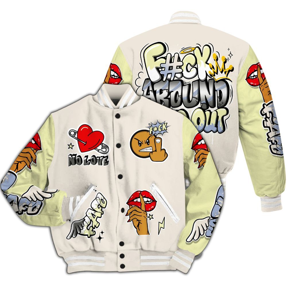 Varsity Jacket To Match Luminous Green 5s - FK Around Find Out All Over Print