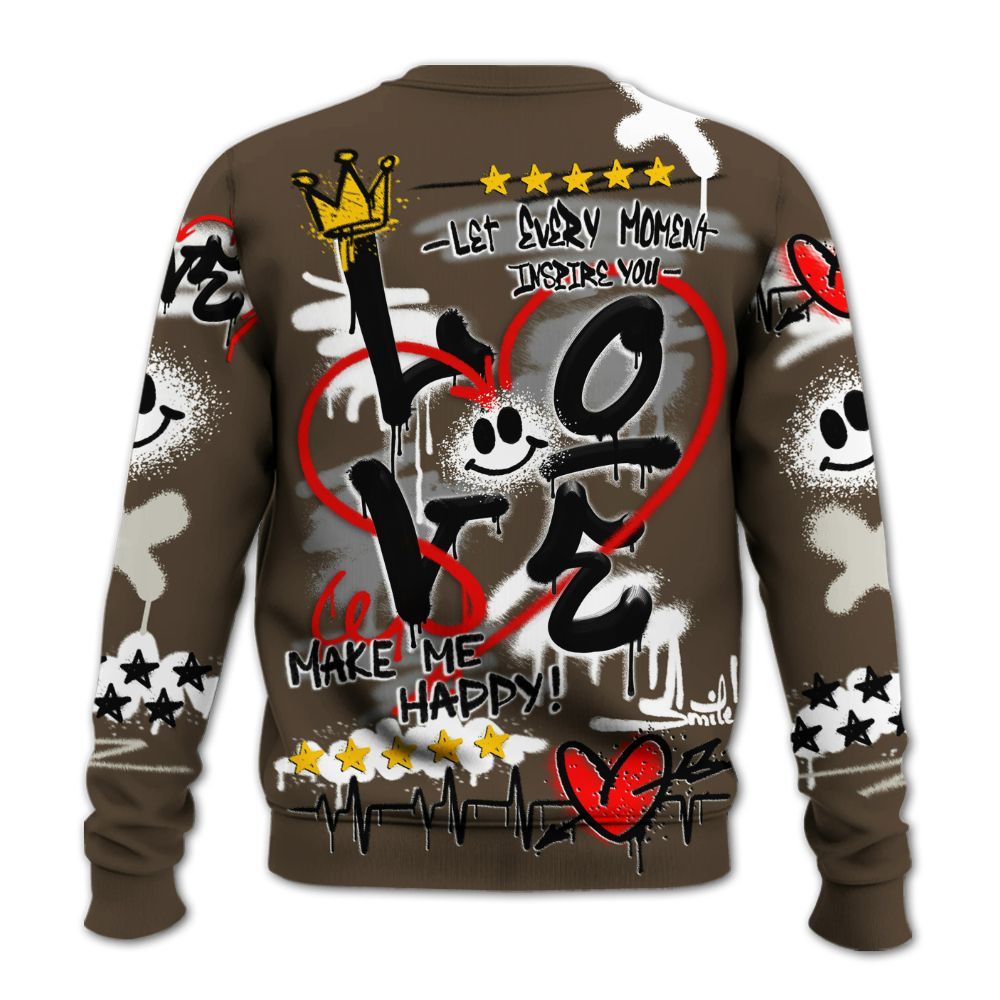 Sweatshirt To Match Palomino 1s - Happy Love Beats Graffiti Streetwear All Over Print