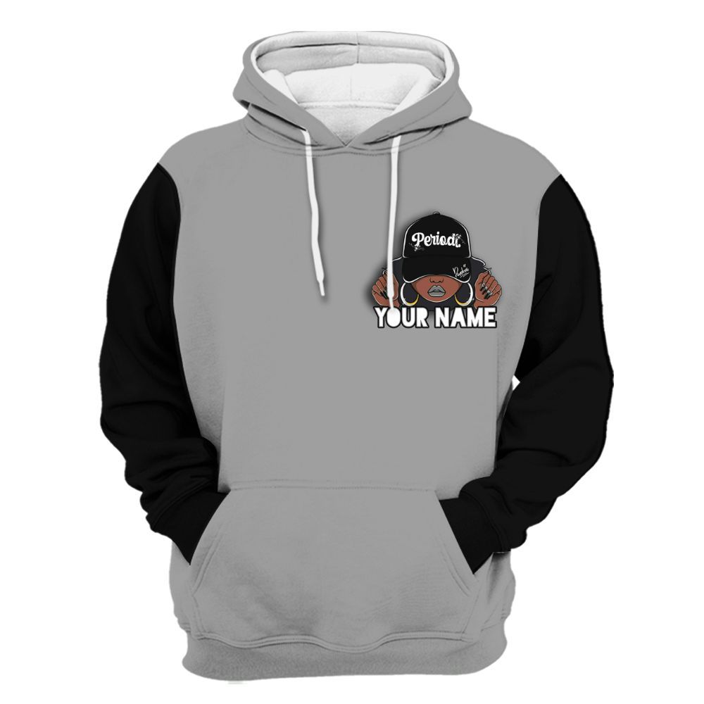 Hoodie To Match Black Wolf Grey 12s Varsity Jacket, Custom Name Black Girl All Over Print