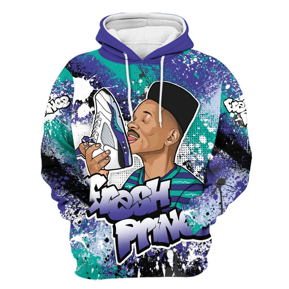 Hoodie To Match Retro Grape 5s - Fresh Sneaker Lick All Over Print