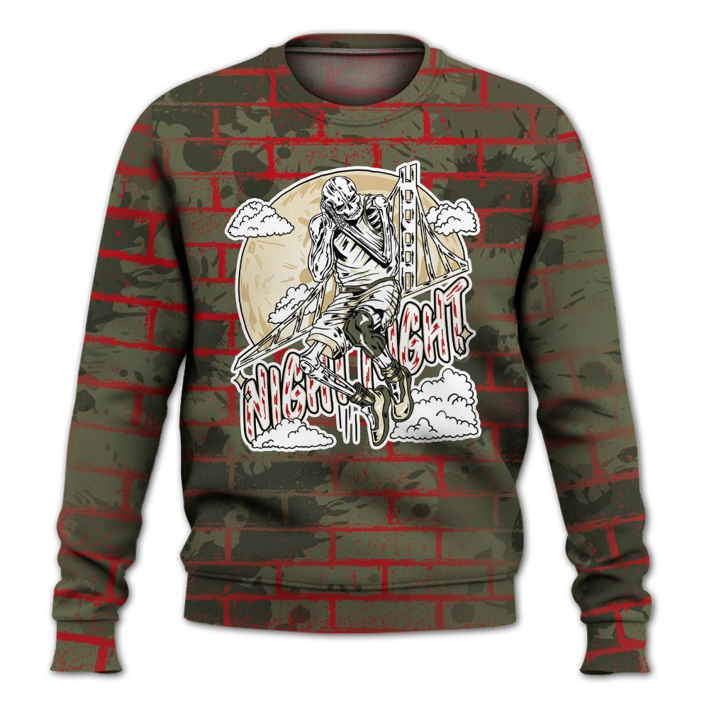 Sweatshirt To Match Travis Scott Low OG Medium Olive 1s - Seeya Skeleton Brick All Over Print