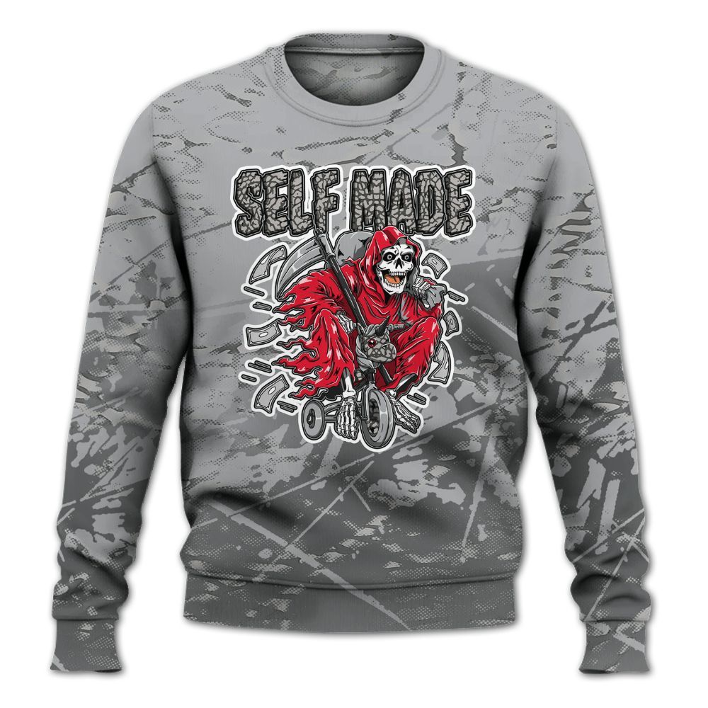 Sweatshirt To Match Black Cement 3s - Self Make Skeleton Profound All Over Print