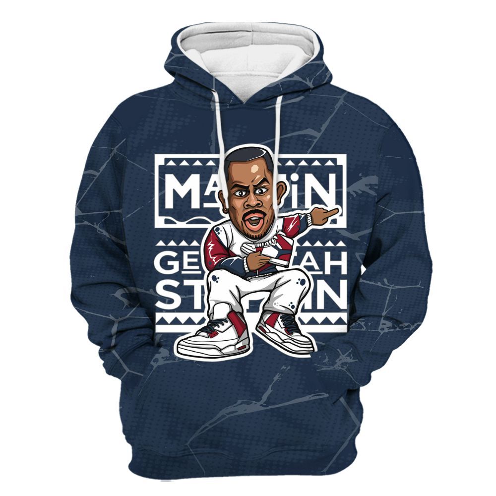 Hoodie To Match White Midnight Navy 6s - Get Tag Sneakers Steppin' Graphic Crack All Over Print