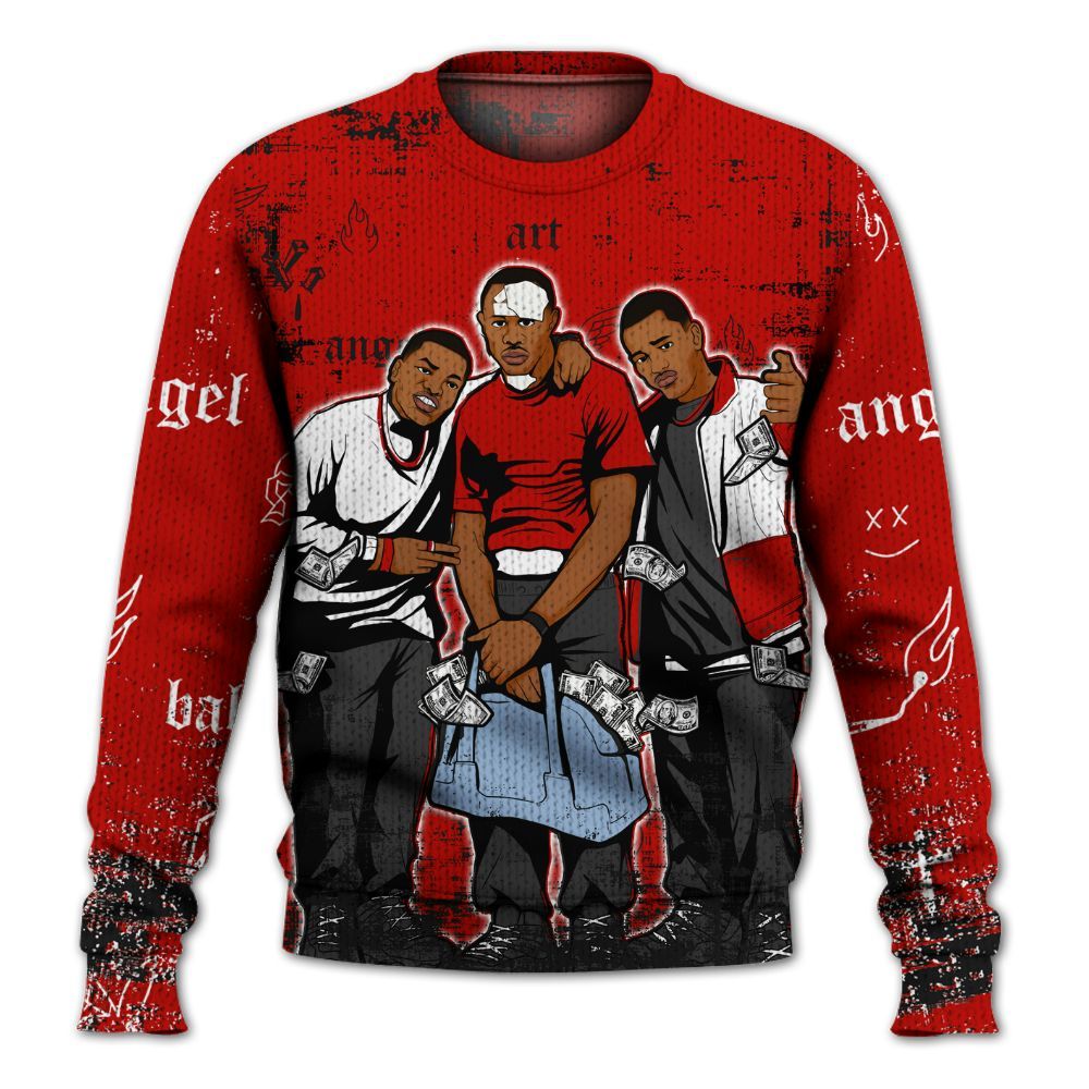 Sweater To Match OG Fire Red 5s - Paid In Full Money Graphic