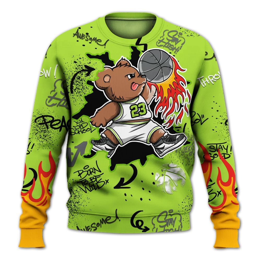 Sweatshirt To Match Air Max 95 Neon - Number 23 Basketball Bear Custom Name All Over Print