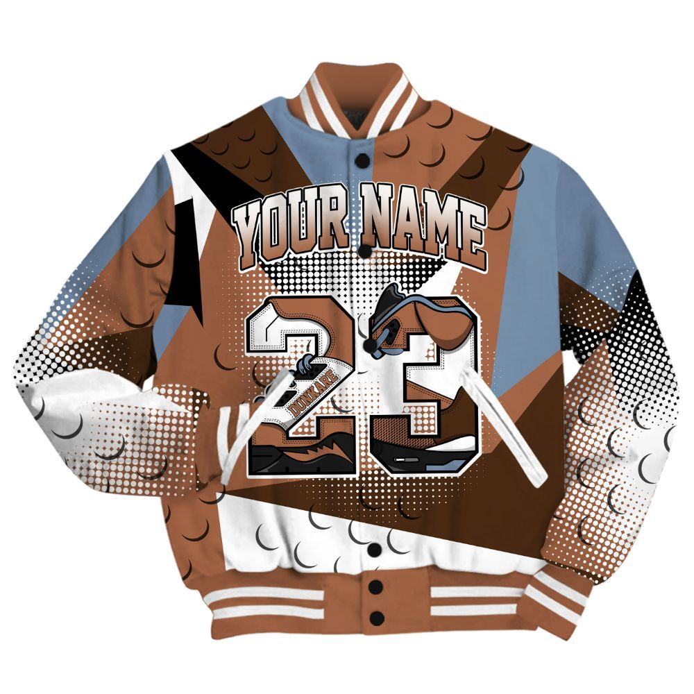 Varsity Jacket To Match Air Foamposite Metallic Copper Shirt, Poly Custom Name Number 23 5s All Over Print