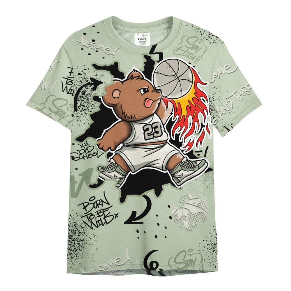 Shirt To Match Seafoam Sail 4s - Number 23 Basketball Bear Custom Name All Over Print