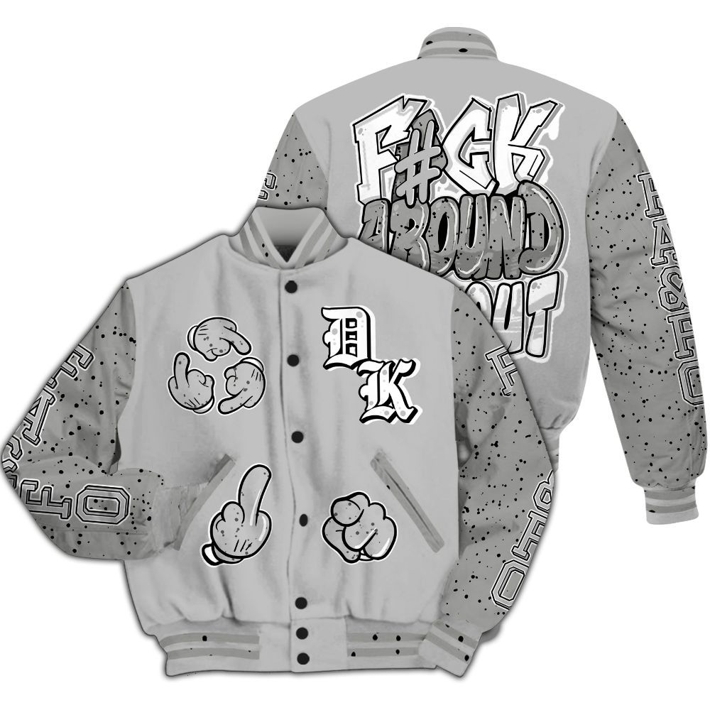 Varsity Jacket To Match Retro White Oreo 4s - F Around Find Out Graphic All Over Print