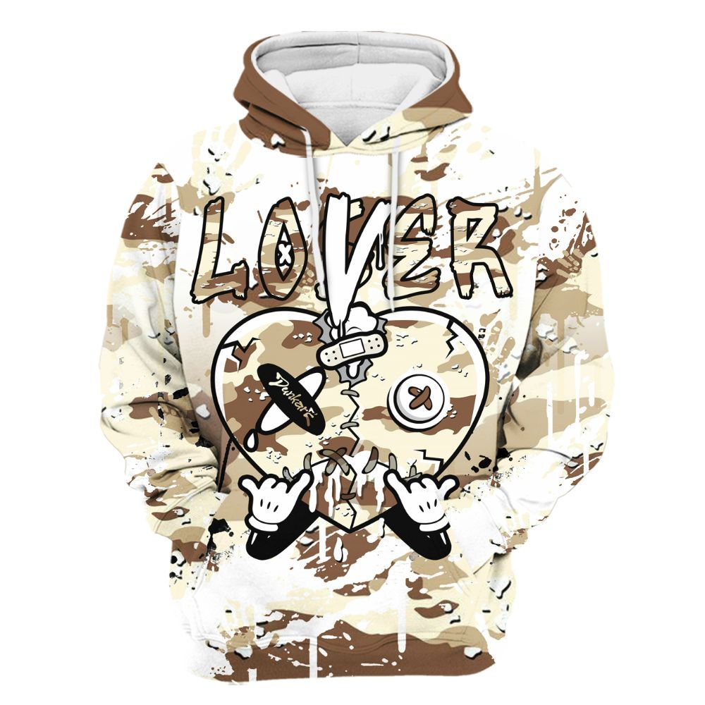 Hoodie To Match Desert Camo 3s - Loser Lover Drip Heart All Over Print