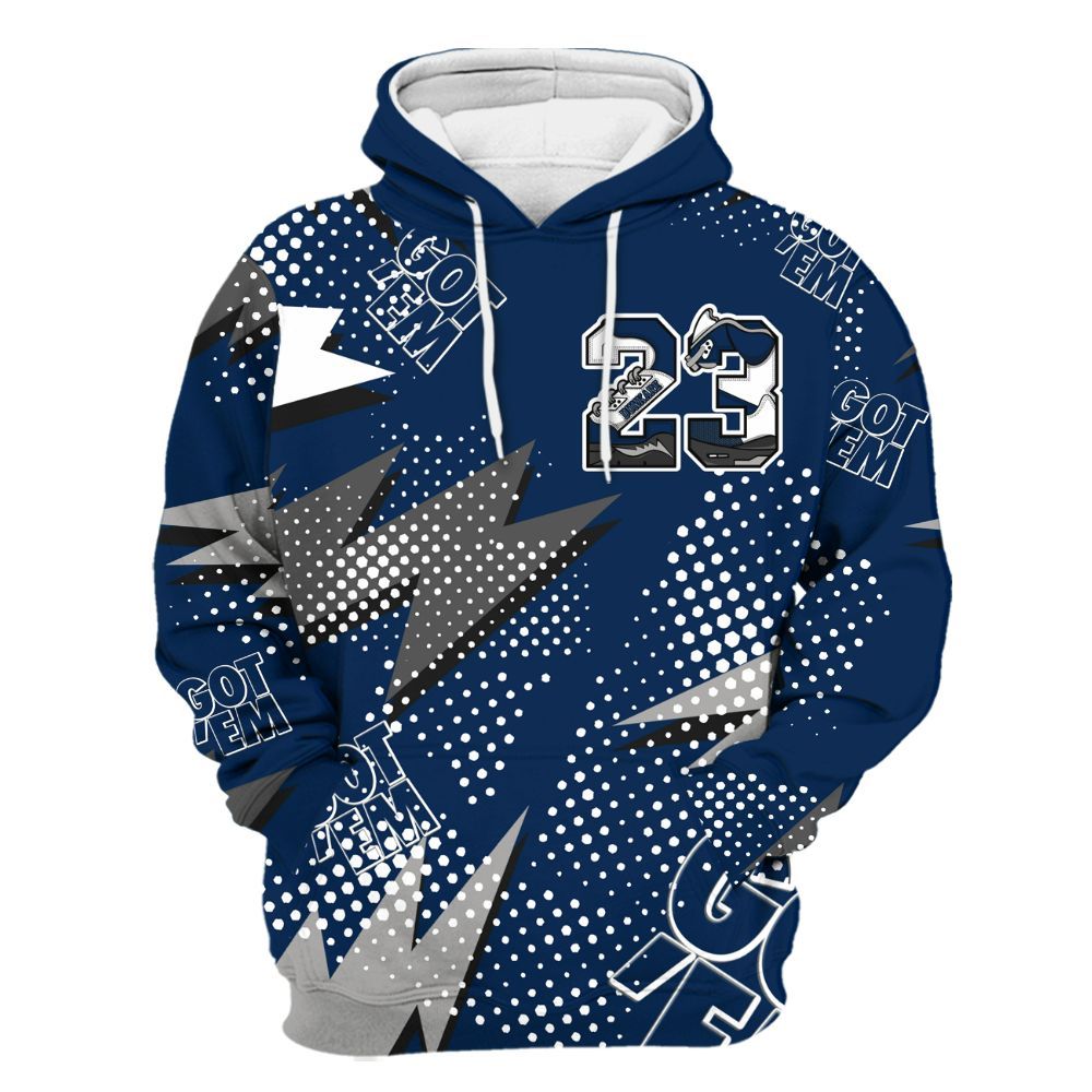 Hoodie To Match SB White Navy 4s - Custom Name Number 23 5s All Over Print