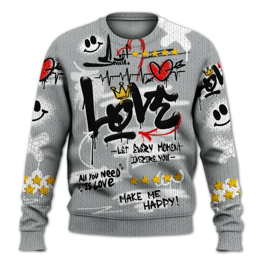 Sweater To Match Retro Pure Money 3s - Happy Love Beats Graffiti Graphic
