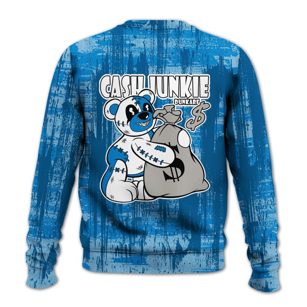 Sweatshirt To Match Industrial Blue 4s - Cashs Junkie Bear Glitch Art All Over Print