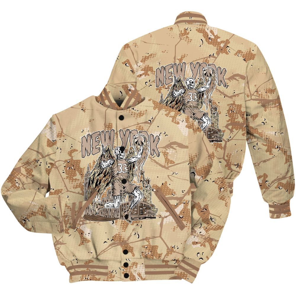 Varsity Jacket To Match Desert Camo 3s Shirt - Ewing Era Skeleton Crack All Over Print