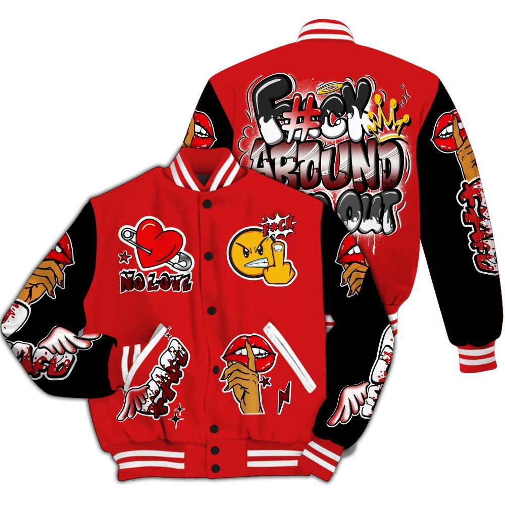 Varsity Jacket To Match Low Bred 11s - FK Around Find Out All Over Print