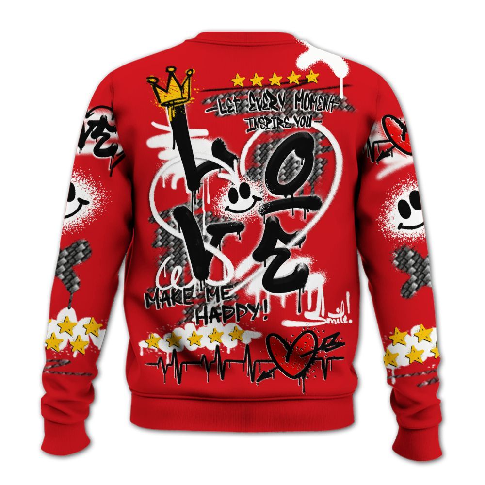 Sweatshirt To Match Ferrari 14s - Happy Love Beats Graffiti All Over Print