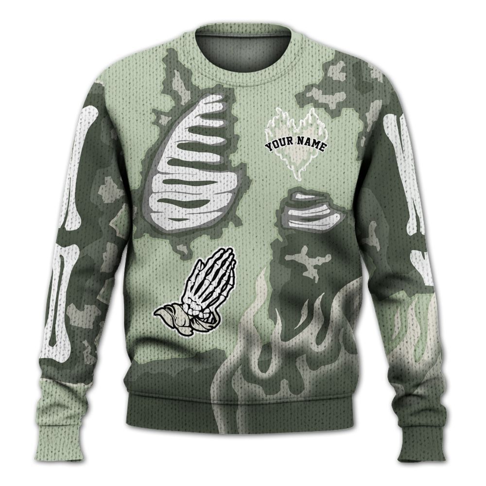 Knitted Sweater To Match Seafoam Sail 4s - Dislike Us Graphic Burning Custom Name