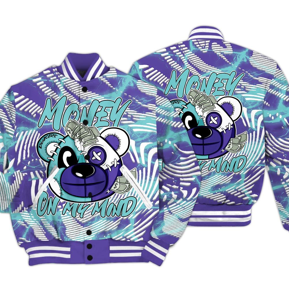 Varsity Jacket To Match Low Hornets 1s - Money On My Mind Bear Fume Varsity Jacket Unisex