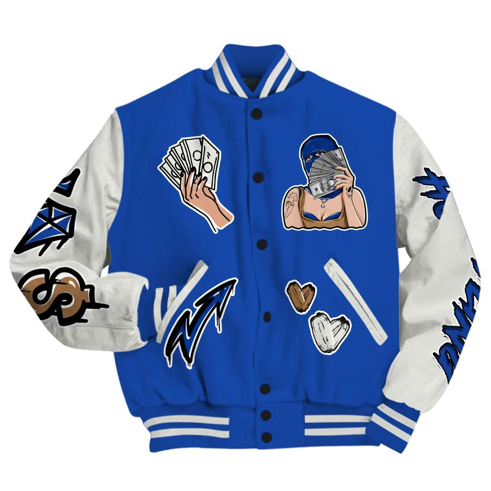 Varsity Jacket To Match Dunk High Racer Blue - Hustling Unique All Over Print