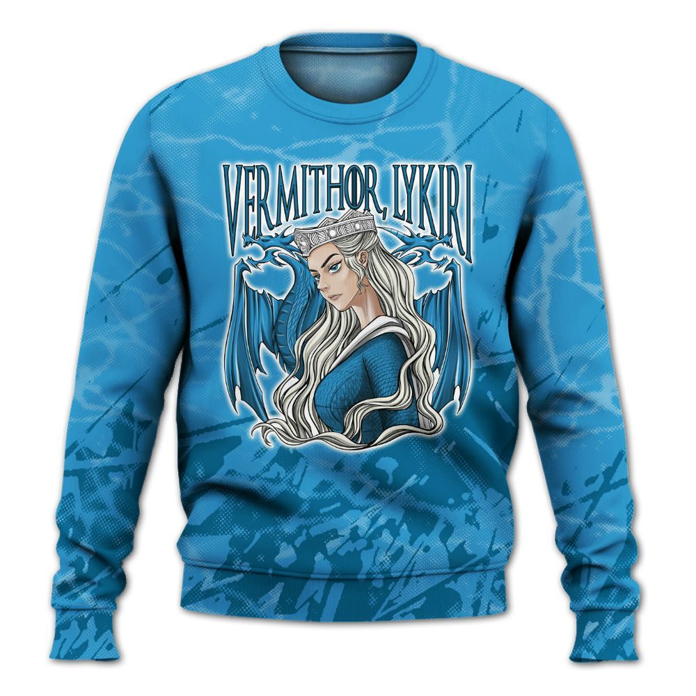 Sweatshirt To Match Powder Blue 9s - Dragon's Mom! Profound All Over Print