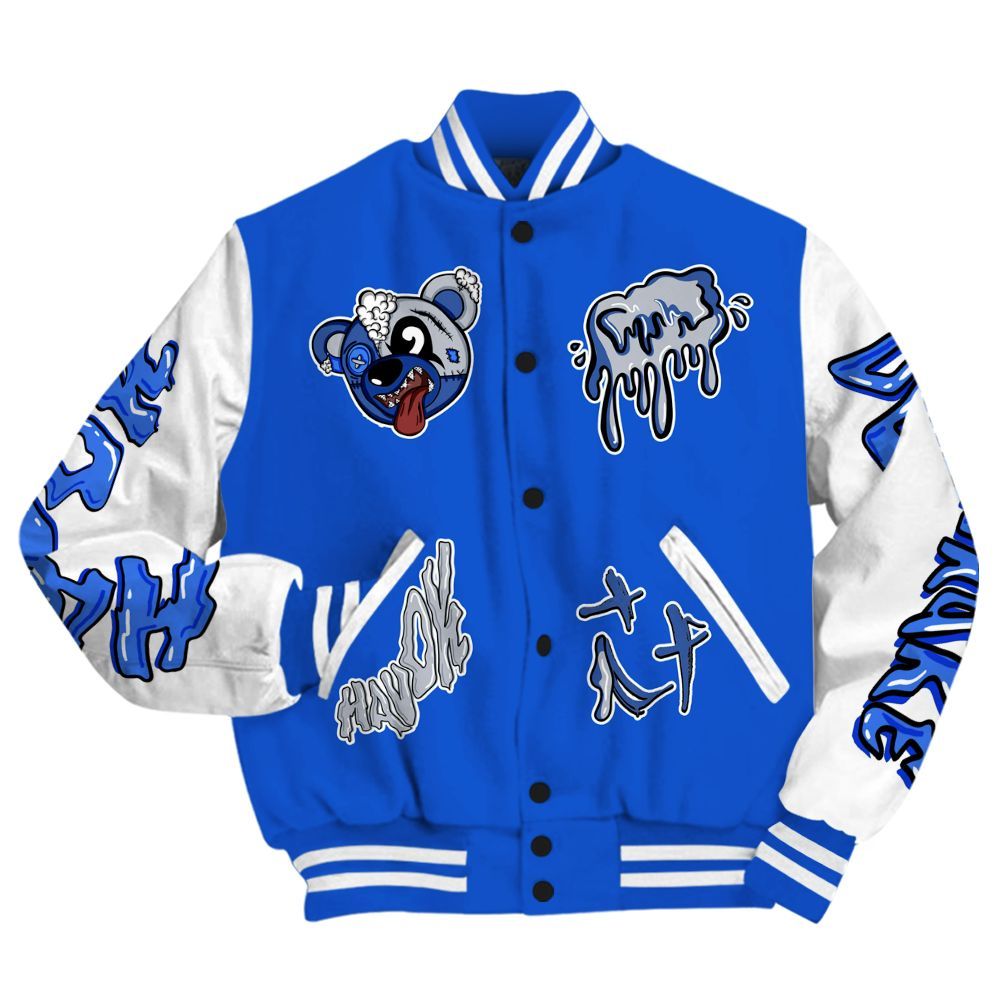 Varsity Jacket To Match Air Foamposite One Royal - Havok Bear All Over Print