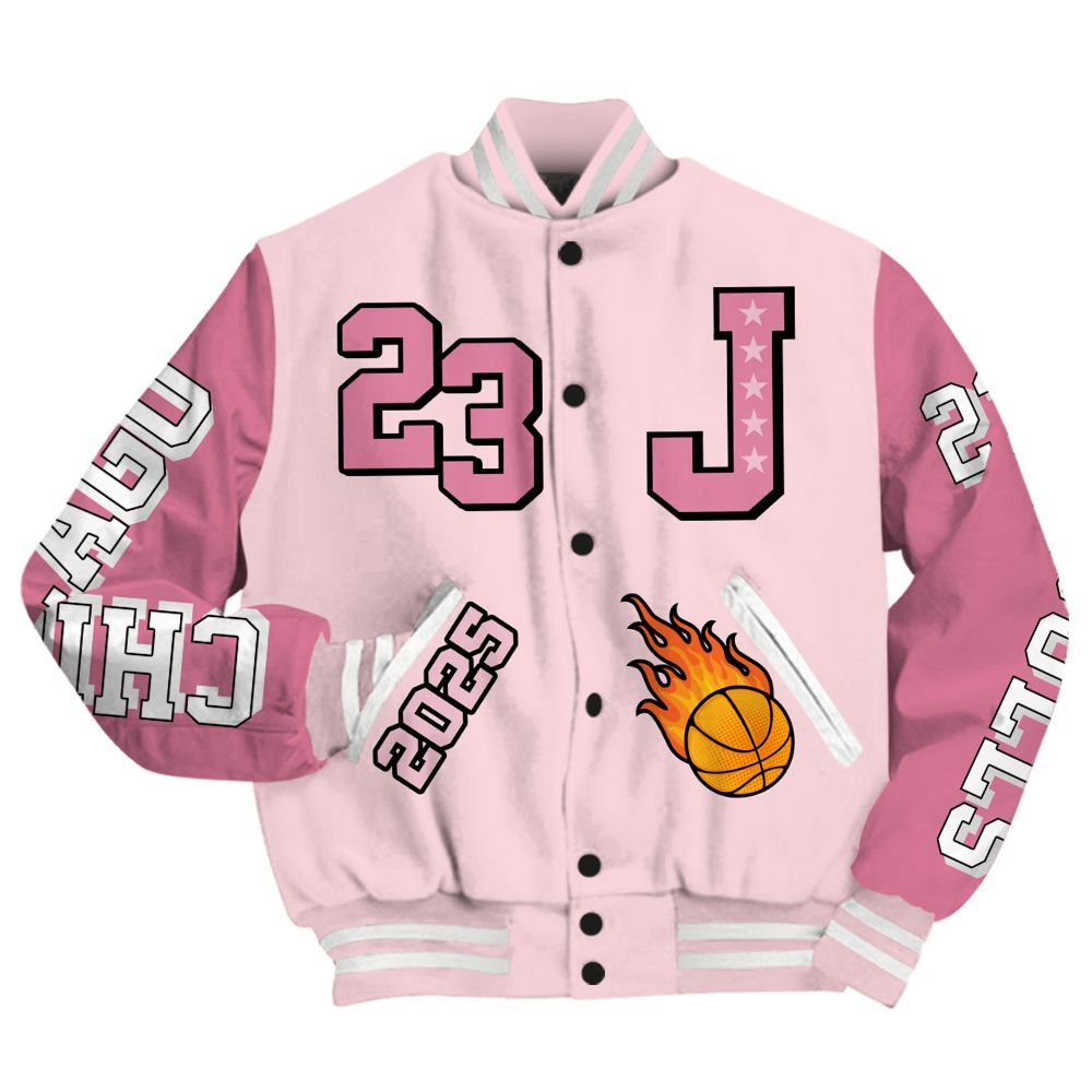 Varsity Jacket To Match GS Pearl Pink 12s - Chicago 23 Basketball All Over Print