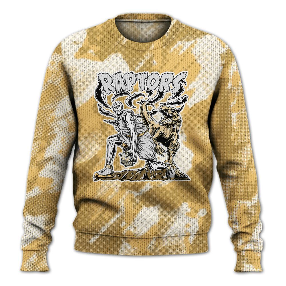 Knitted Sweater To Match Craft Paris 6s - Raptors Skeleton Abstract Halftone