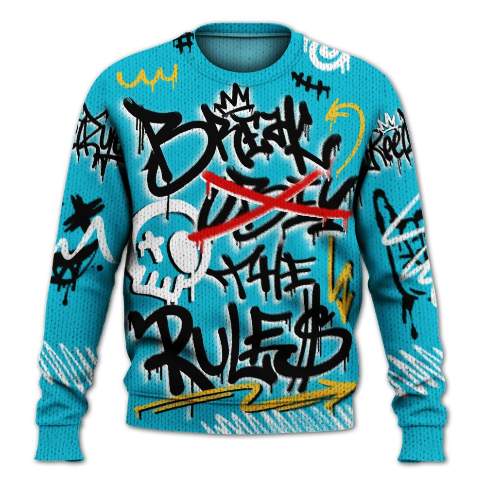 Knitted Sweater To Match Retro Aqua 5s - Break Rules Streetwear