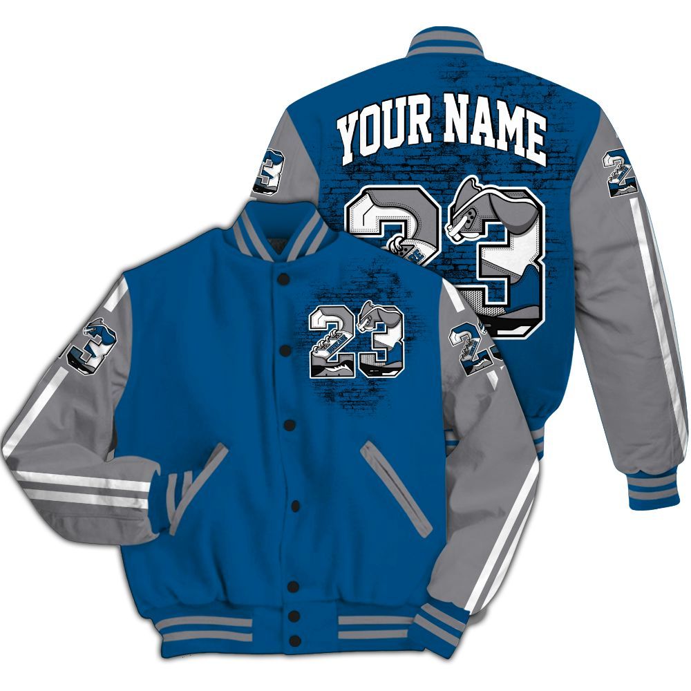 Varsity Jacket To Match High OG True Blue 1s - Custom Name Number 23 5s All Over Print
