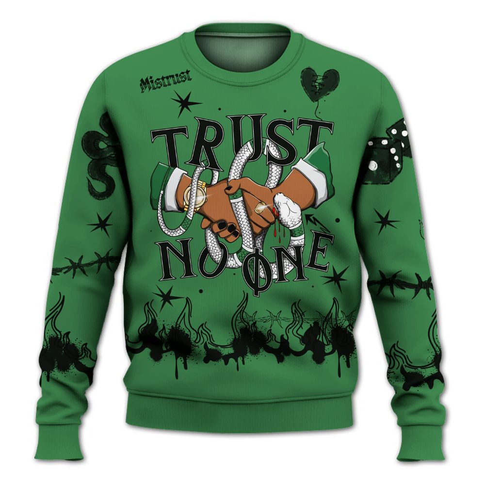 Sweatshirt To Match Lucky Green 1s - Trust No One Snake-Bite Doodle Crayon All Over Print
