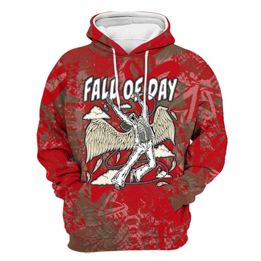 Hoodie To Match Low OG Medium Olive 1s - Fall Of Days Skeleton Heart All Over Print