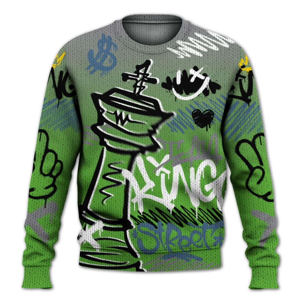 Knitted Sweater To Match Retro Green Bean 5s - Street King Chess Streetwear