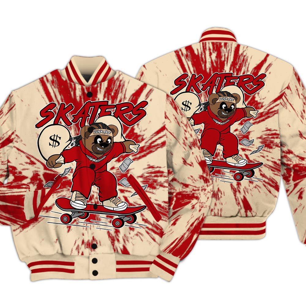 Varsity Jacket To Match Dunk Low Strawberry Waffle - Skaters Bear Luxury Varsity Jacket Unisex
