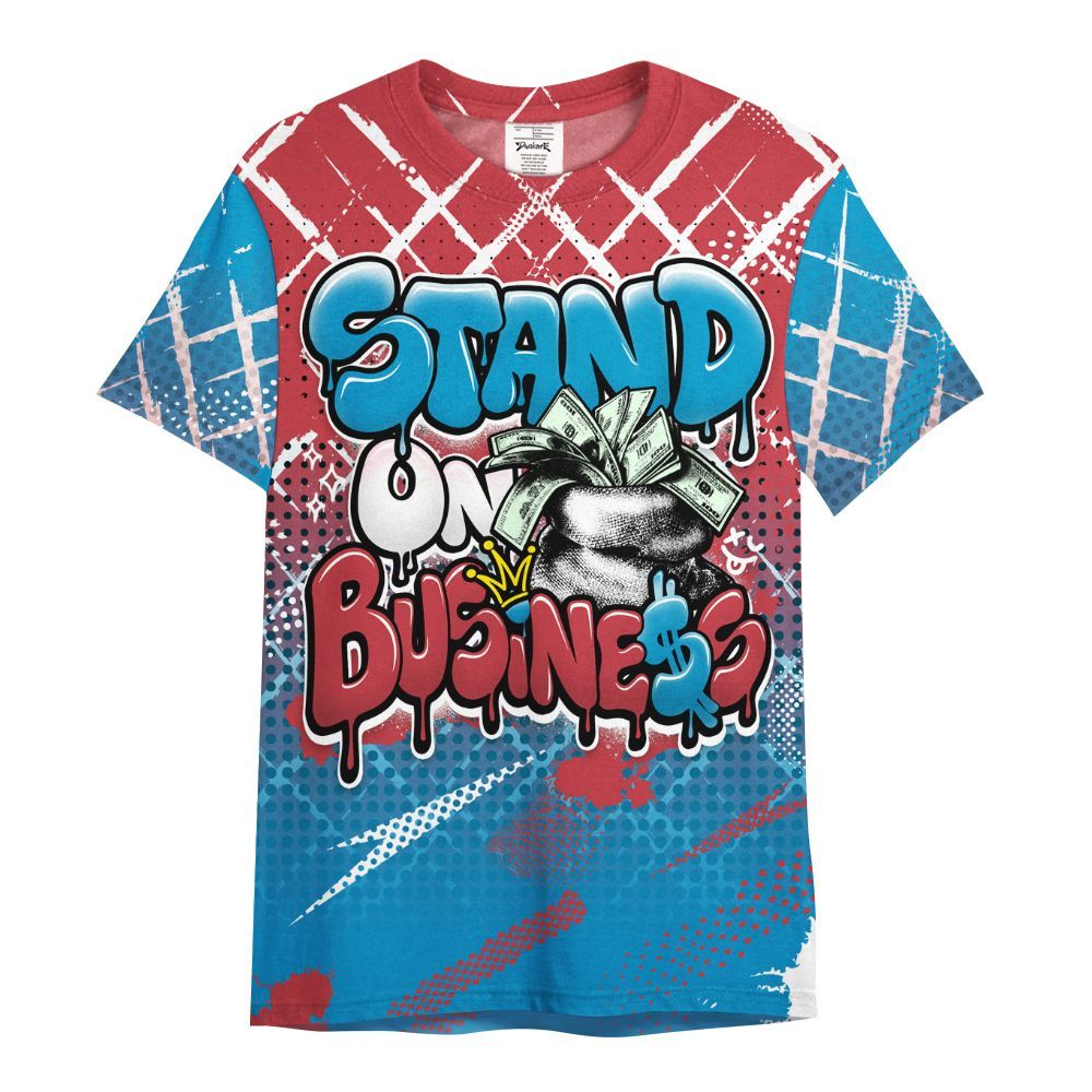 Shirt To Match High OG University Red Dark Powder Blue 1s - Halftone Stand Business Dripping All Over Print