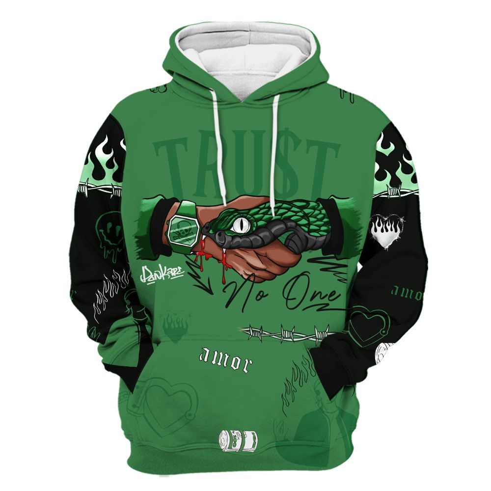 Hoodie To Match Lucky Green 1s - Snake Trust No One All Over Print
