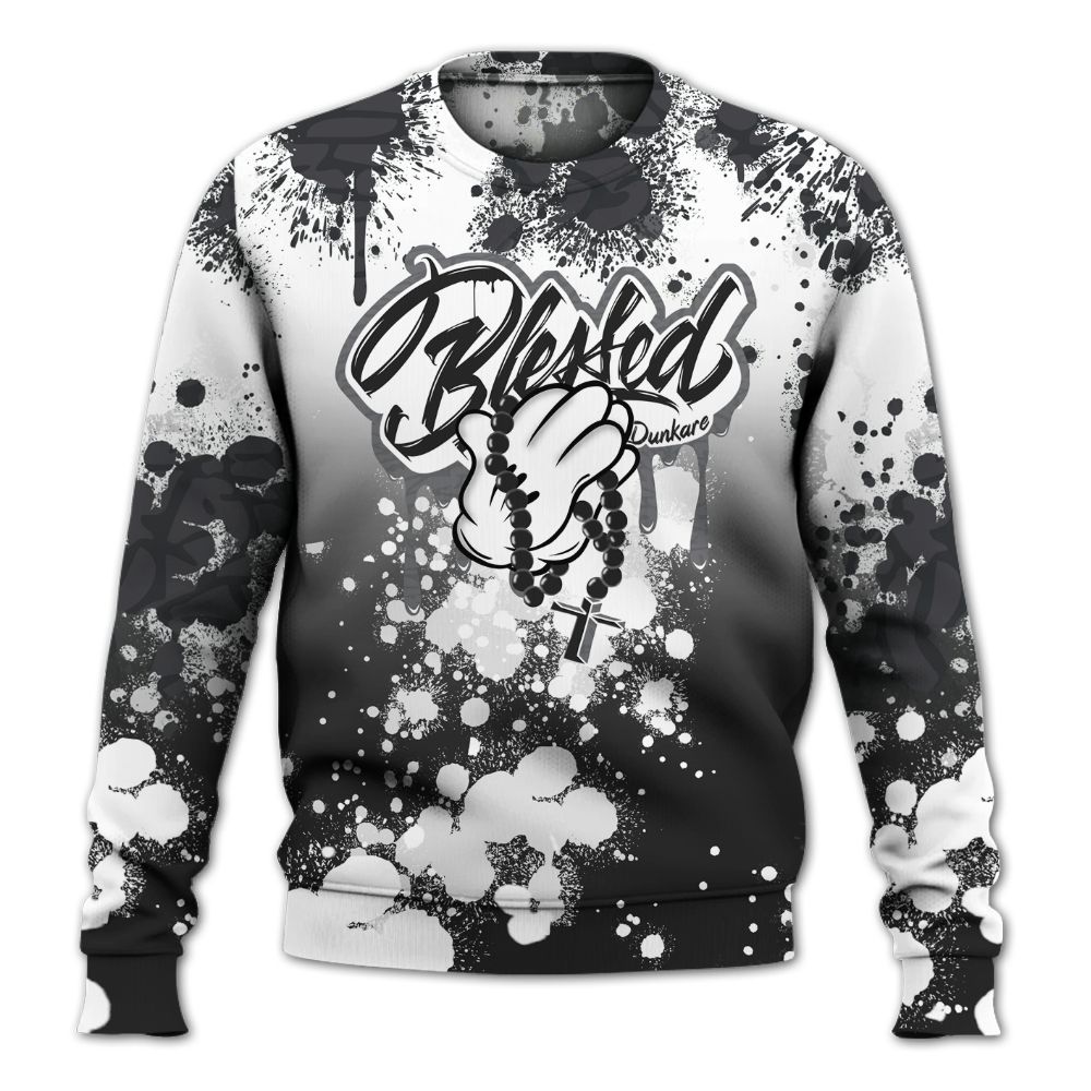 Sweatshirt To Match Black Cat 3s - God Blessed Ink Drip All Over Print