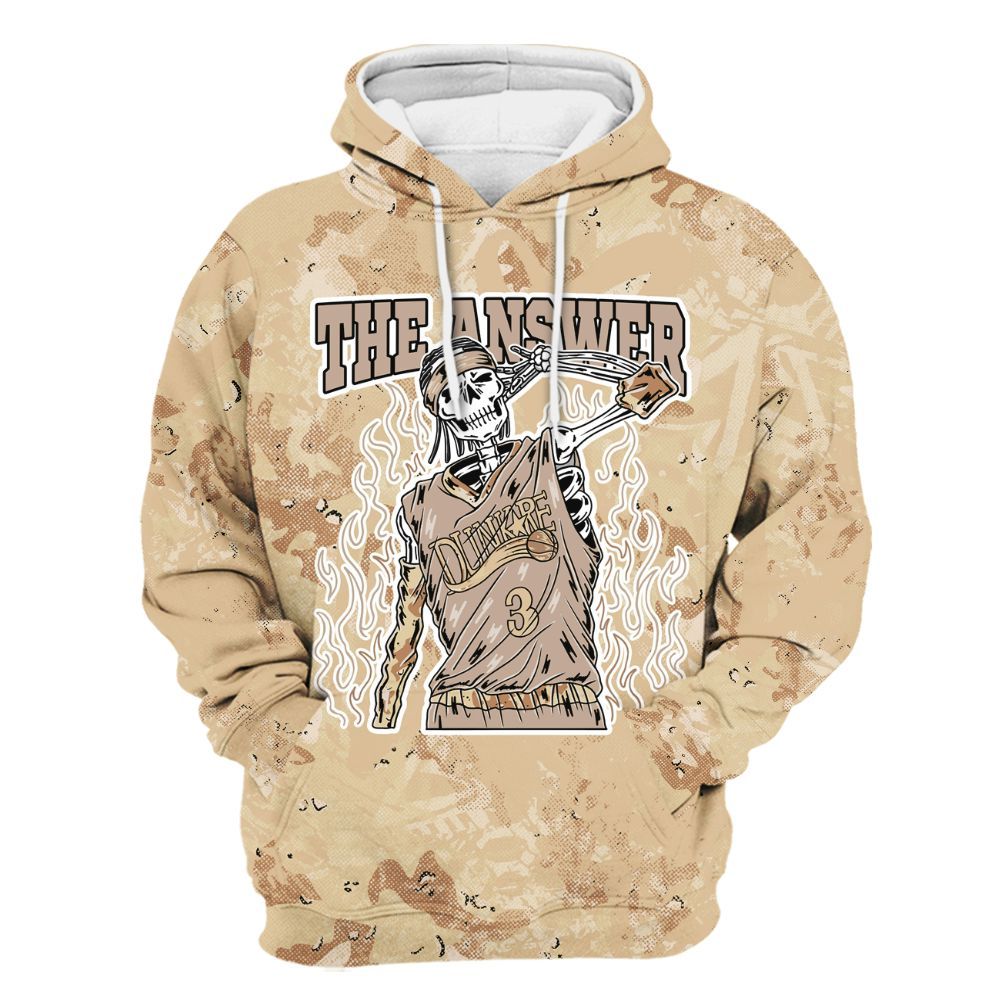 Hoodie To Match Desert Camo 3s - Allen Answer Skeleton Heart All Over Print