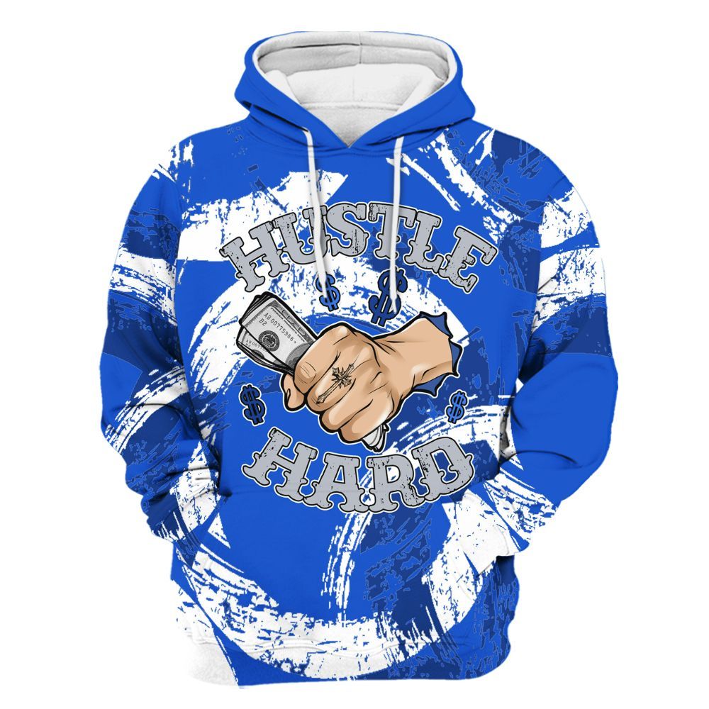Hoodie To Match Air Foamposite One Royal - Hustles Hard! Splash All Over Print