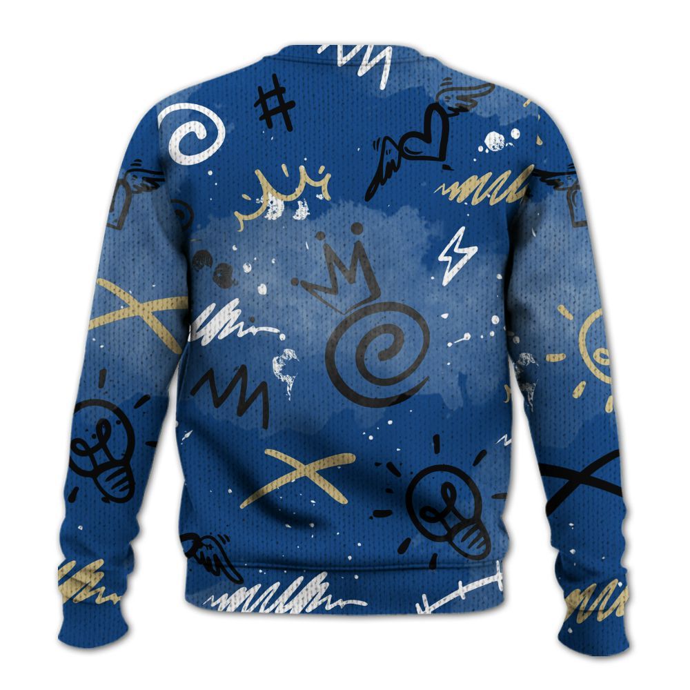 Knitted Sweater To Match Air Ship Royal Blue - Drip Been Di2ferent