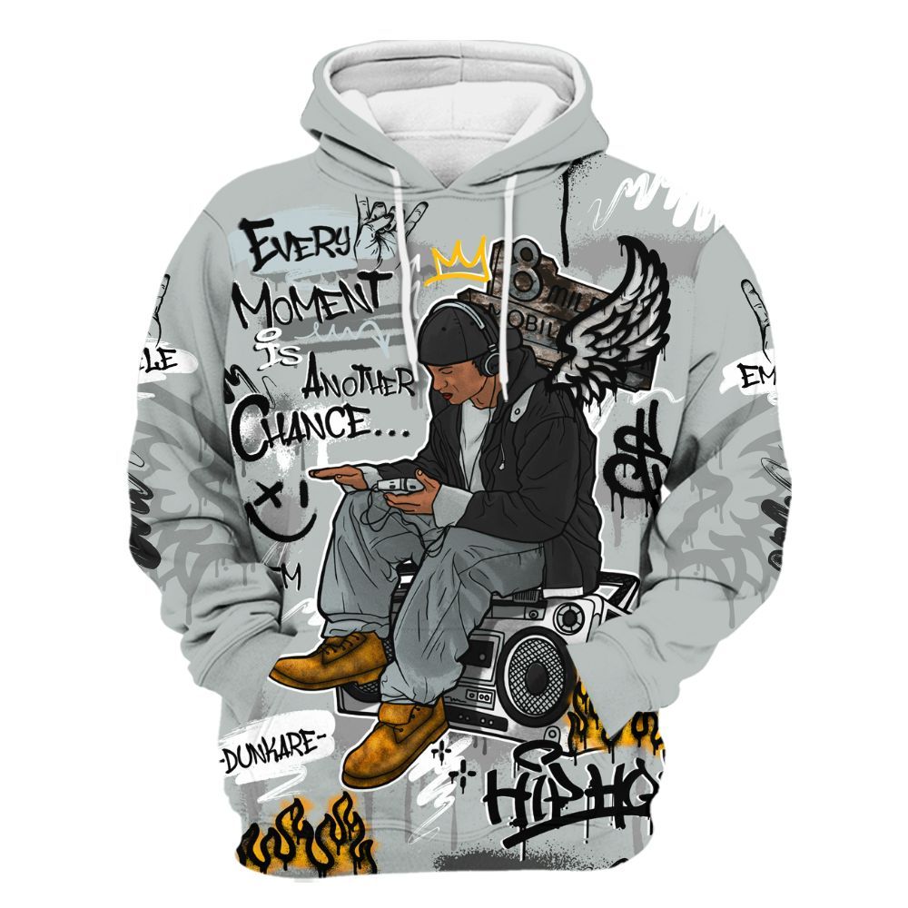 Hoodie To Match Black Wolf Grey 12s - 8Mile Movie Graffiti All Over Print