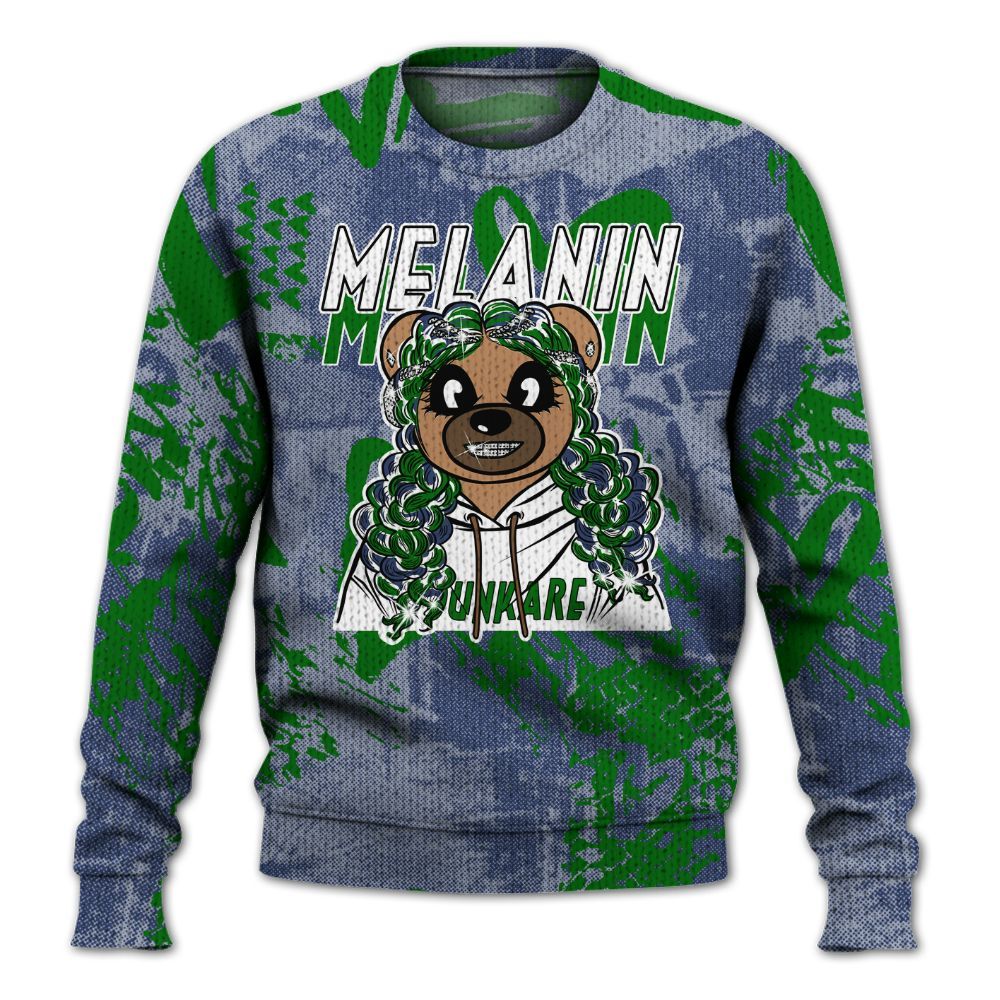 Knitted Sweater To Match Midnight Navy 13s - Pigments Bear Heart Grunge