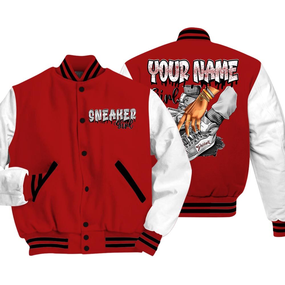 Varsity Jacket To Match Varsity Jacket Custom Name Sneaker Girl Money, 12 Red Taxi - To Match Sneaker Red Taxi 12s 2504 NCT